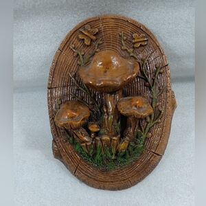 Vintage 70s Chalkware Mushroom Shrooms Wall Decor MCM